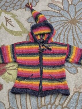 Otavalo Native American Made In Ecuador Kids Sweater 50% Wool 50% Cotton